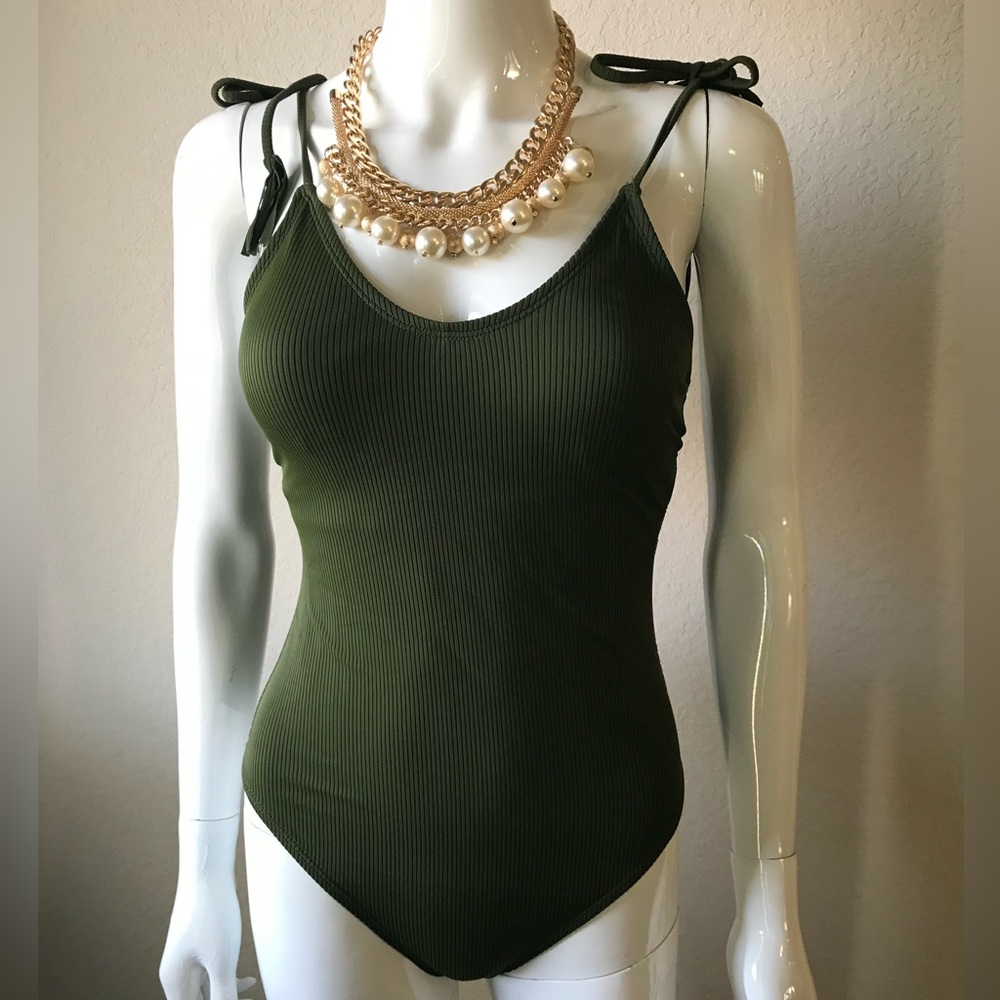 NEW WITH TAG California Waves Olive Green One Piece Swimsuit